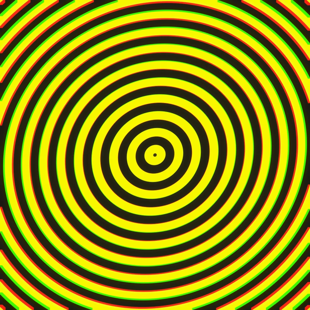 Acid Ripple – Hypnotic · groovy wavy rings · 2 arms · Acid palette · bloom, chromatic aberration generated with Espiralito