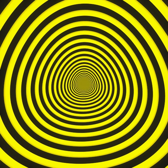 Acid Tunnel – Hypnotic · the rings of an endless op-art tunnel · 3 arms · Acid palette · bloom