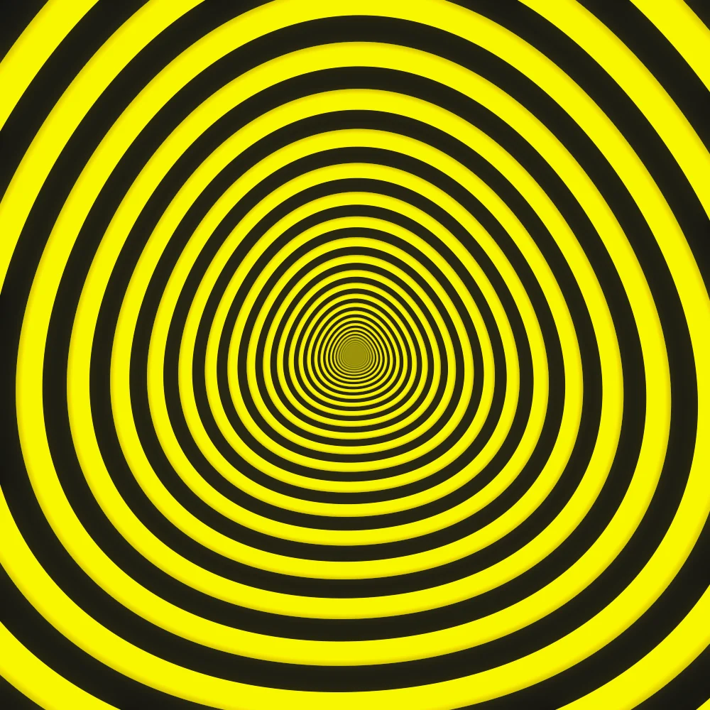 Acid Tunnel – Hypnotic · the rings of an endless op-art tunnel · 3 arms · Acid palette · bloom generated with Espiralito