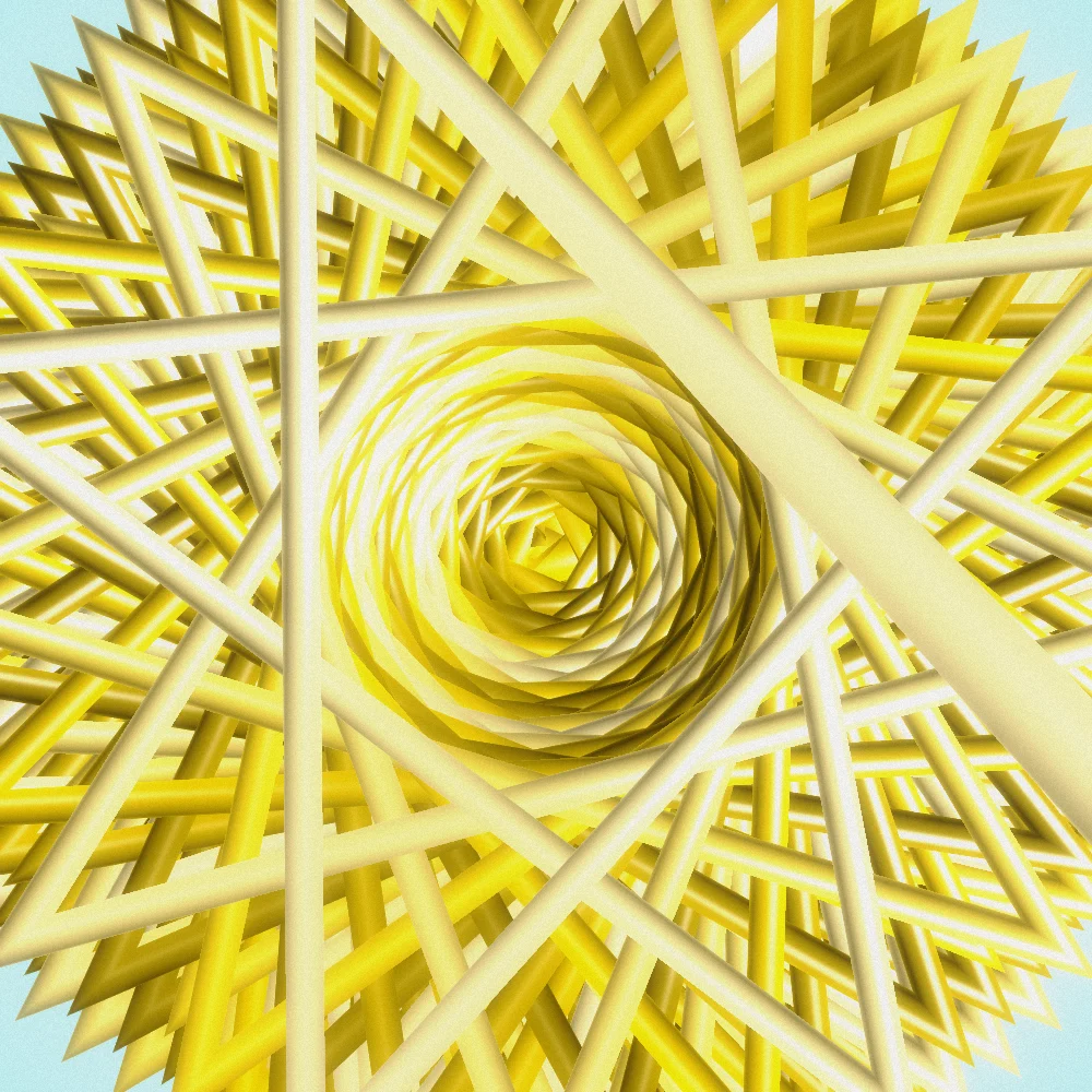 Amber Sunwheel – Fibonacci · 175 diamonds · 4-fold symmetry · Mono Amber palette · shaded ribbons, bloom, film grain generated with Espiralito