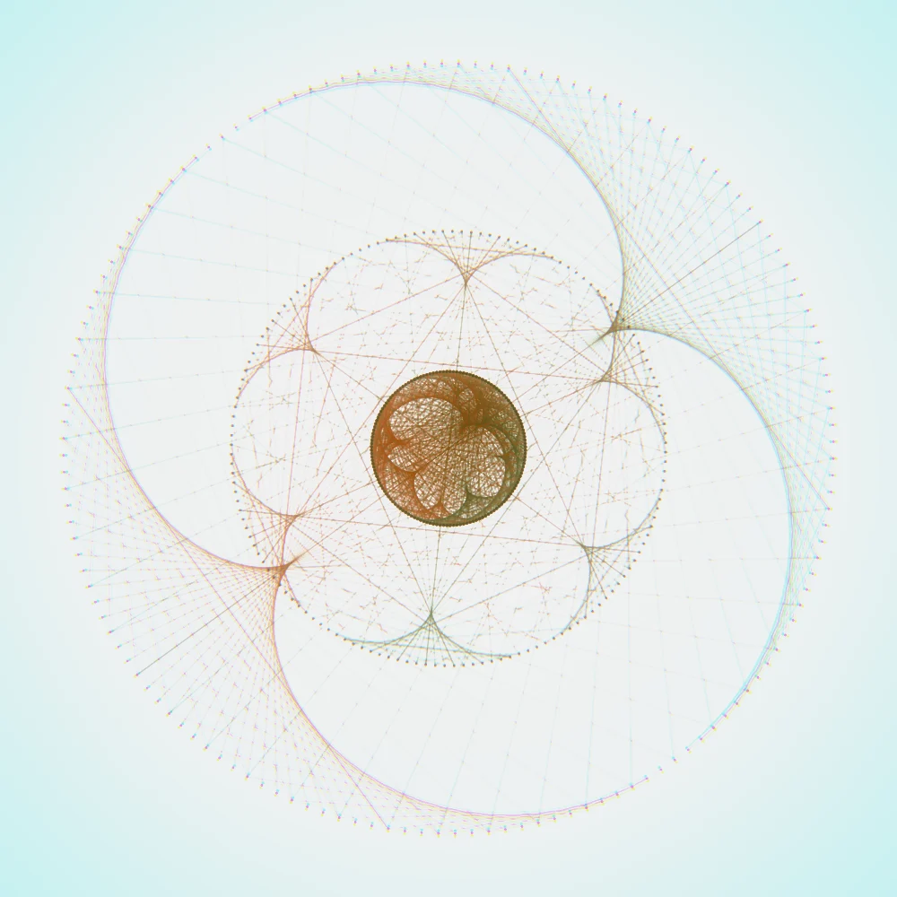 Autumn String – Mandala · 220 diamonds · Autumn palette · bloom, chromatic aberration, glow generated with Espiralito