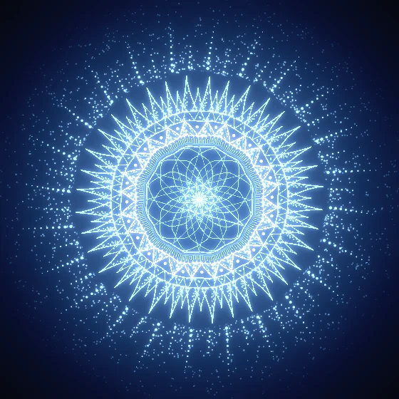 Azure Dotwork – Mandala · 220 circles · Azure palette · , animated background, glow