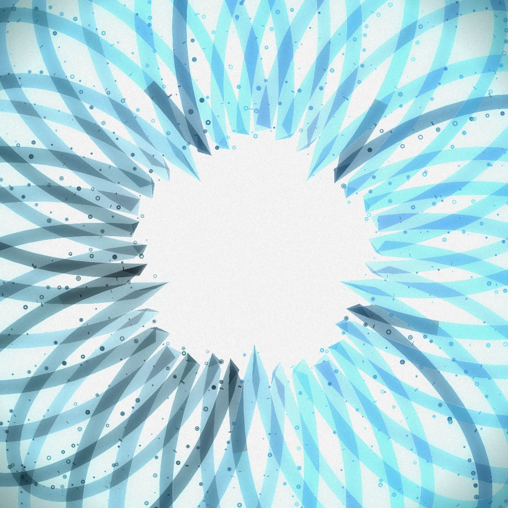 Blue Star – Organic · 150 circles · 5-fold symmetry · Ocean palette · film grain generated with Espiralito
