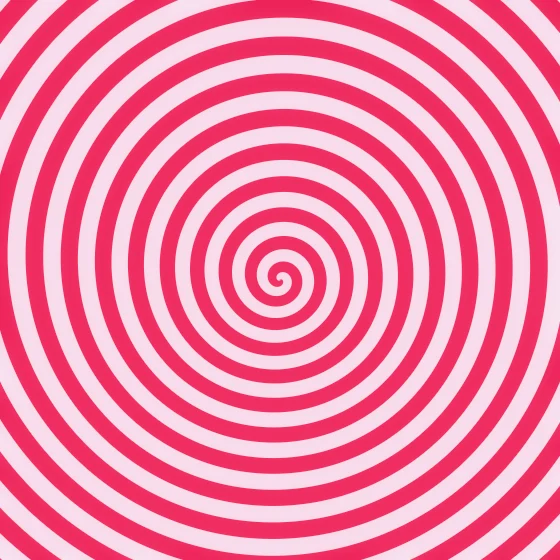 Cherry Hypnosis – Hypnotic · hypnotic spiral bands · Cherry palette · bloom