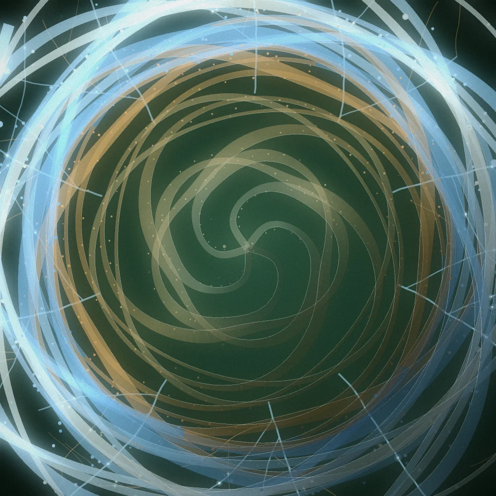 Comet Sunhead – Organic · 82 circles · 5-fold symmetry · Comet palette · bloom, film grain generated with Espiralito