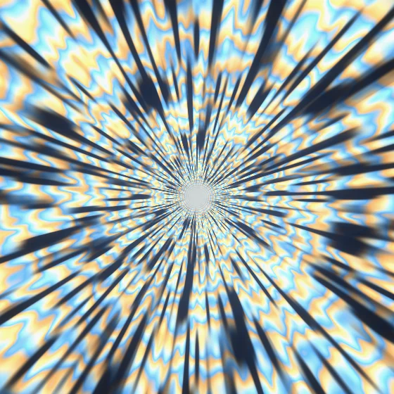 Comet Vortex – Tie-dye · a tie-dye spiral · Comet palette · bloom, reverse rotation