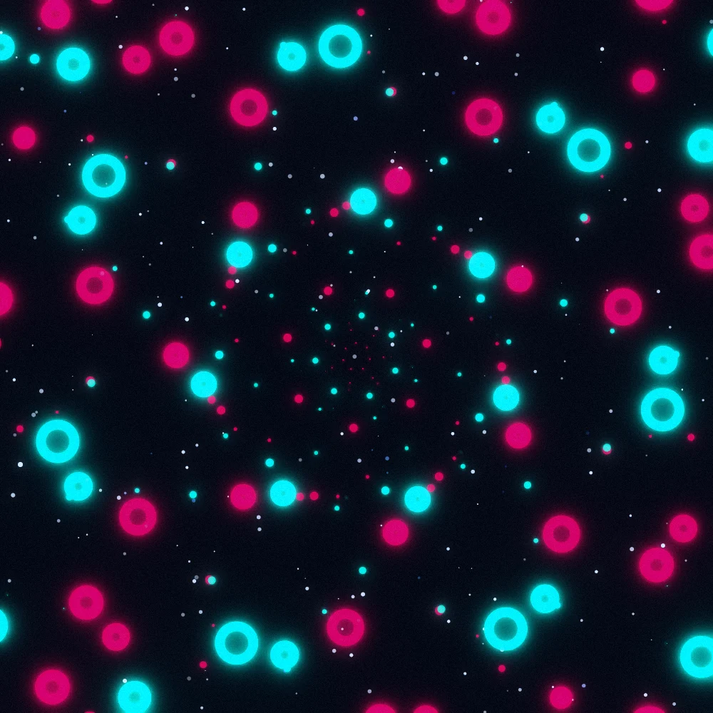 Coral Nebula – Spiral · 233 triangles · 7-fold symmetry · Complementary Teal palette · bloom, film grain, cool grade, 3D depth, ellipse distortion, dual spiral, tapered strokes, shape morphing, animated background, glow, noise-sized shapes, depth sorting generated with Espiralito