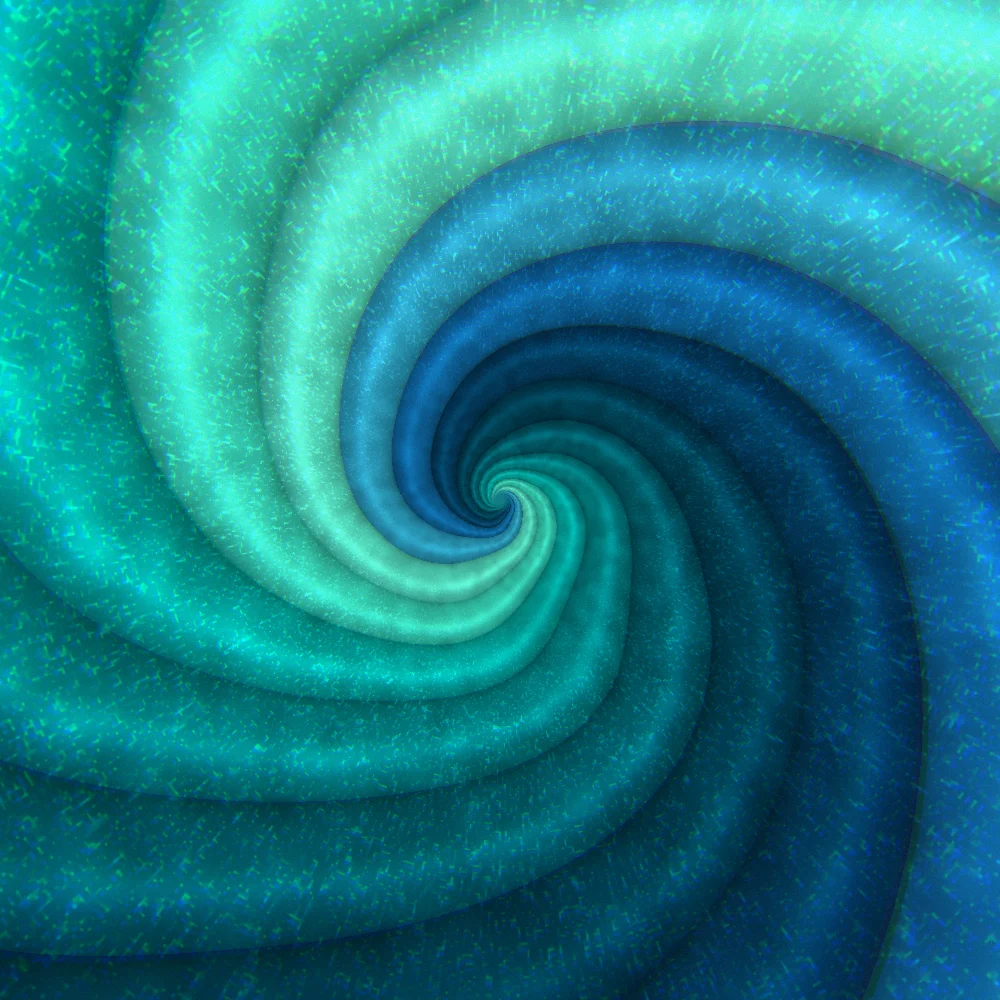 Deep Sea Vortex – Swirls · velvet ribbons twisting into a vortex · 3 arms · Deep Sea palette · bloom, chromatic aberration, film grain, reverse rotation generated with Espiralito