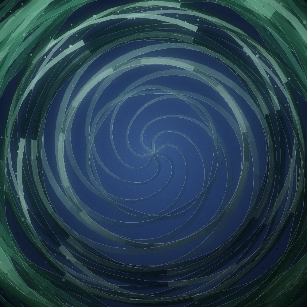 Emerald Sunhead – Organic · 126 circles · 7-fold symmetry · Forest palette · bloom, film grain generated with Espiralito
