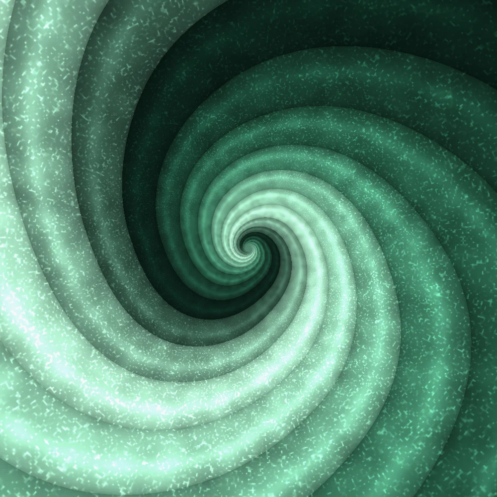 Emerald Vortex – Swirls · velvet ribbons twisting into a vortex · 3 arms · Forest palette · bloom generated with Espiralito