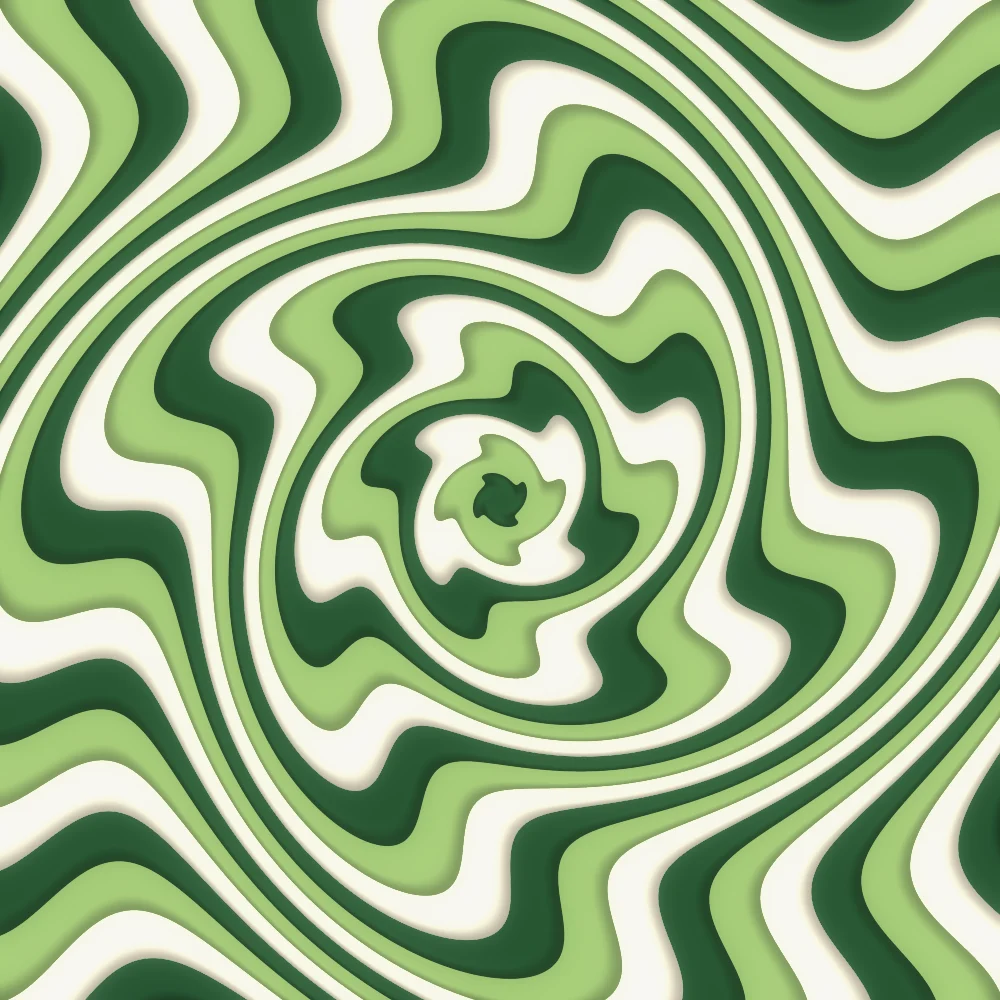 Groovy Waves – Hypnotic · groovy wavy rings · 4 arms · Groovy palette · bloom generated with Espiralito