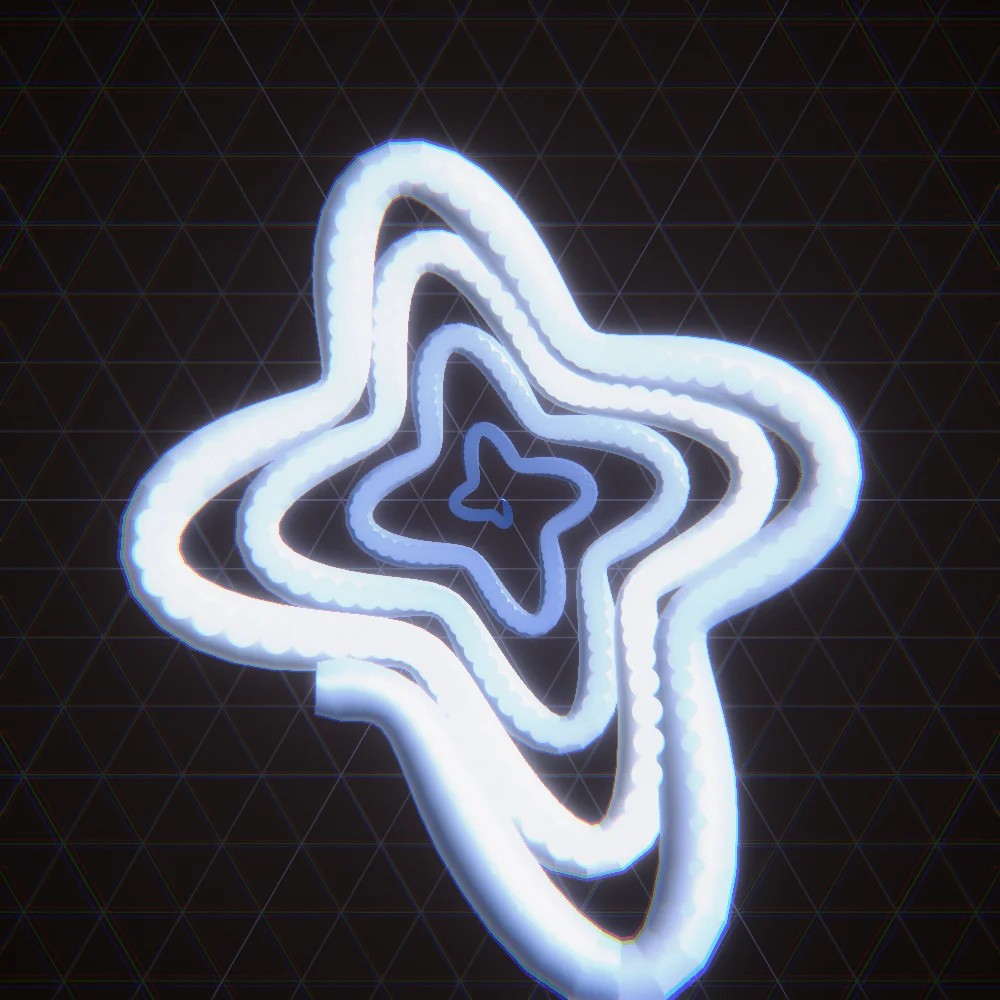 Indigo Bloom – Superformula · 198 circles · 4-fold symmetry · Indigo palette · ribbons + dots, bloom, chromatic aberration, film grain, 3D depth, animated background generated with Espiralito