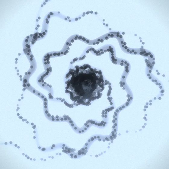 Ink Nautilus – Organic · 123 diamonds · 3-fold symmetry · Ink palette · bloom, film grain, cool grade, 3D depth, tapered strokes