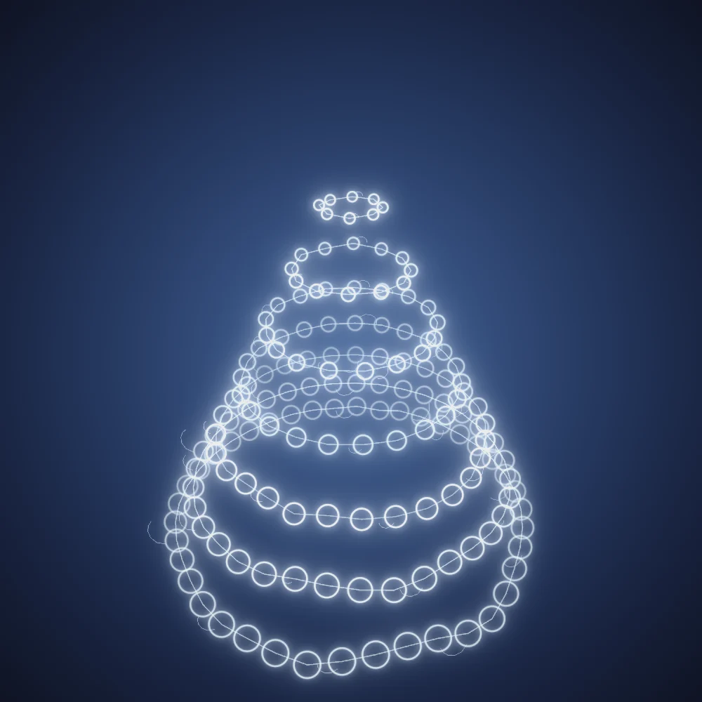 Ivory Spire – Mandala · 220 circles · White palette · bloom, glow generated with Espiralito