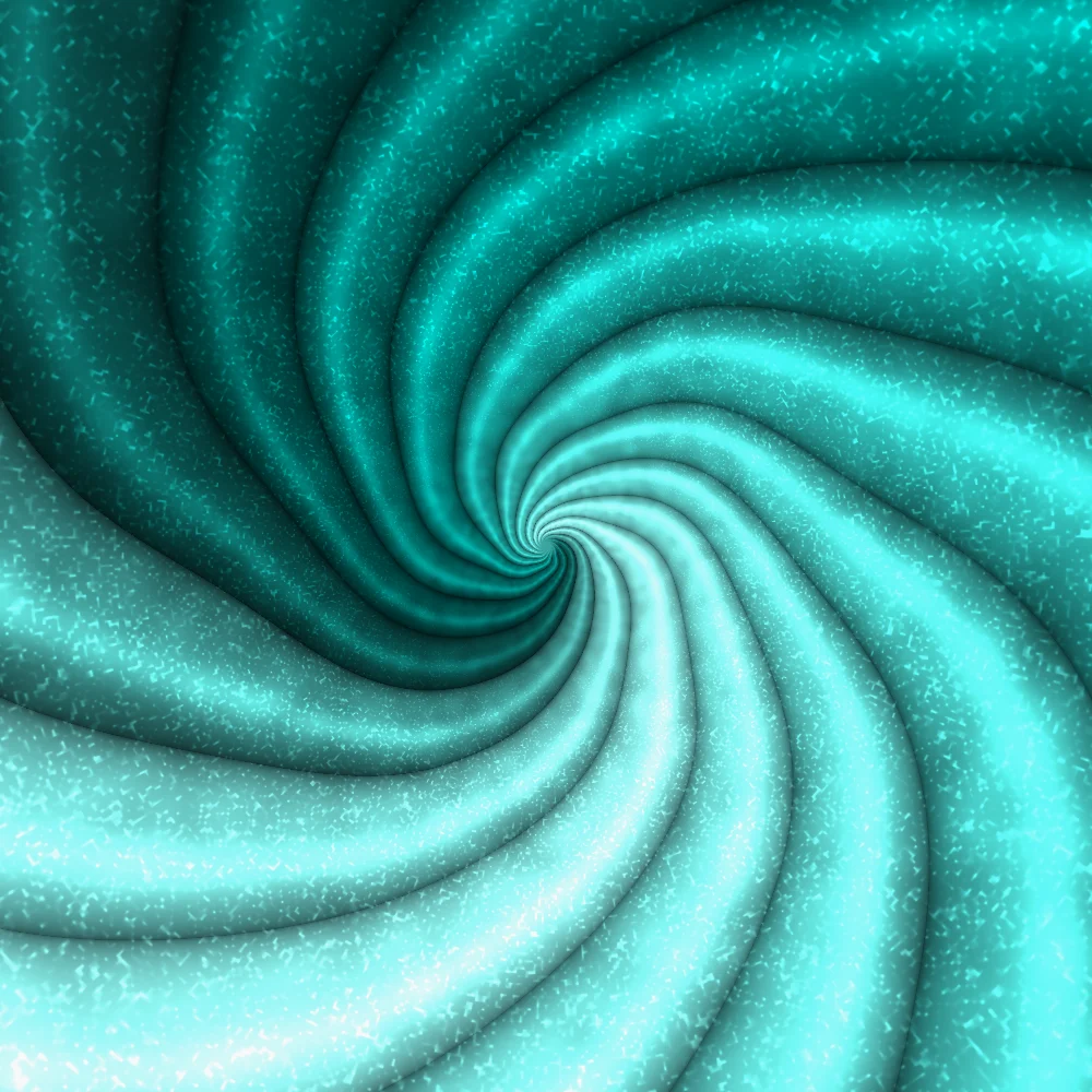 Lagoon Vortex – Swirls · velvet ribbons twisting into a vortex · 4 arms · Lagoon palette · bloom, reverse rotation generated with Espiralito
