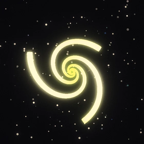Lime Starlit Pyramids – Spiral · 163 wireframe pyramids · 3-fold symmetry · Lime palette · ribbons + dots, bloom, film grain, warm grade, 3D depth, tapered strokes, animated background, turning solids