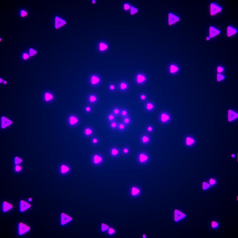 Magenta Vortex – Spiral · 227 triangles · 6-fold symmetry · Mono Magenta palette · bloom, chromatic aberration, neon grade, 3D depth, ellipse distortion, tapered strokes, glow, noise-sized shapes, depth sorting generated with Espiralito