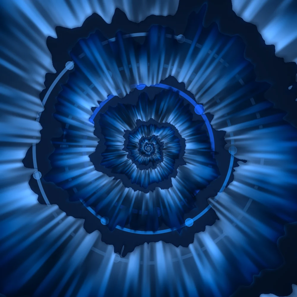 Midnight Vortex – Tie-dye · a tie-dye spiral · Midnight palette · bloom, cool grade, animated background generated with Espiralito