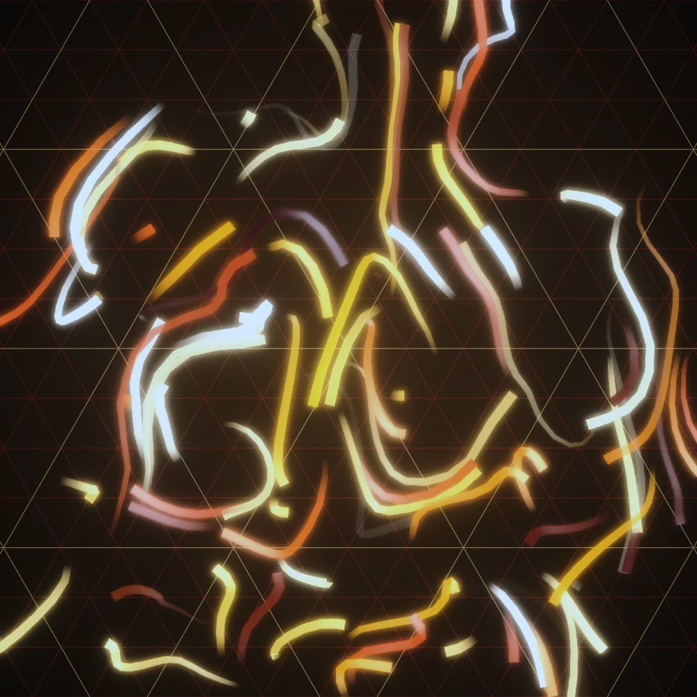 Molten Weave – Flow field · Supernova palette · shaded flow ribbons, bloom, film grain, cool grade, glow generated with Espiralito