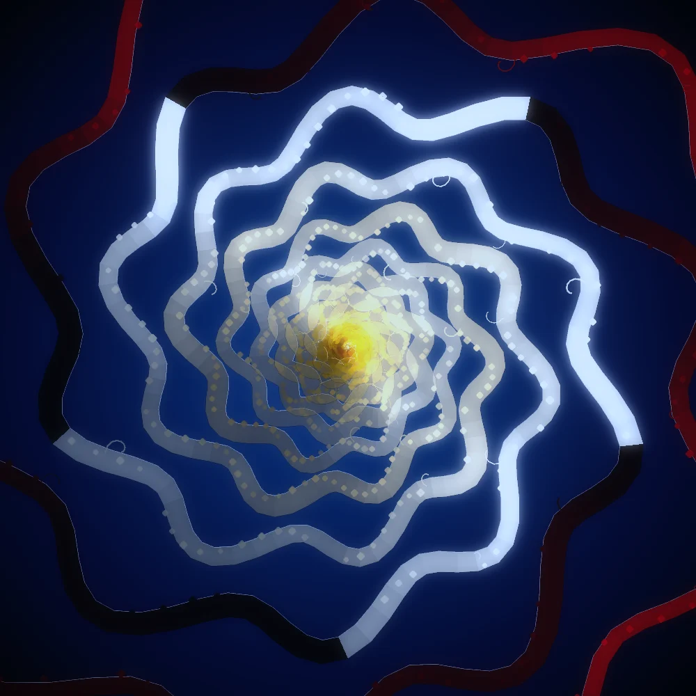 Moonlit Shell – Organic · 123 diamonds · 5-fold symmetry · Supernova palette · bloom, cool grade generated with Espiralito