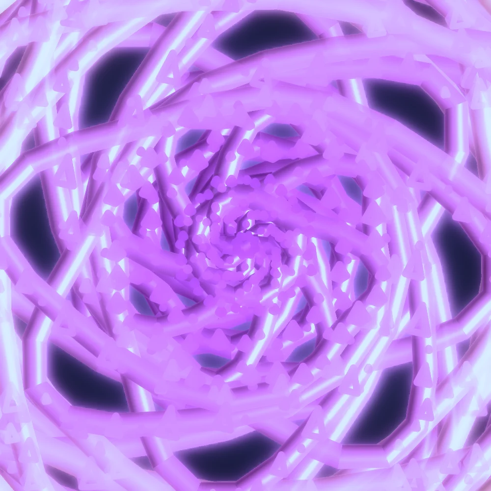 Nebular Vortex – Spiral · 248 wireframe pyramids · 8-fold symmetry · Galactic palette · ribbons + dots, bloom, cool grade, 3D depth, dual spiral, tapered strokes, glow, noise-sized shapes, connecting lines generated with Espiralito