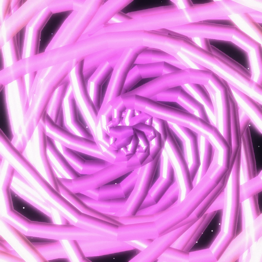 Nebular Whorl – Spiral · 223 circles · 8-fold symmetry · Galactic palette · shaded ribbons, bloom, film grain, 3D depth, dual spiral, glow, connecting lines generated with Espiralito
