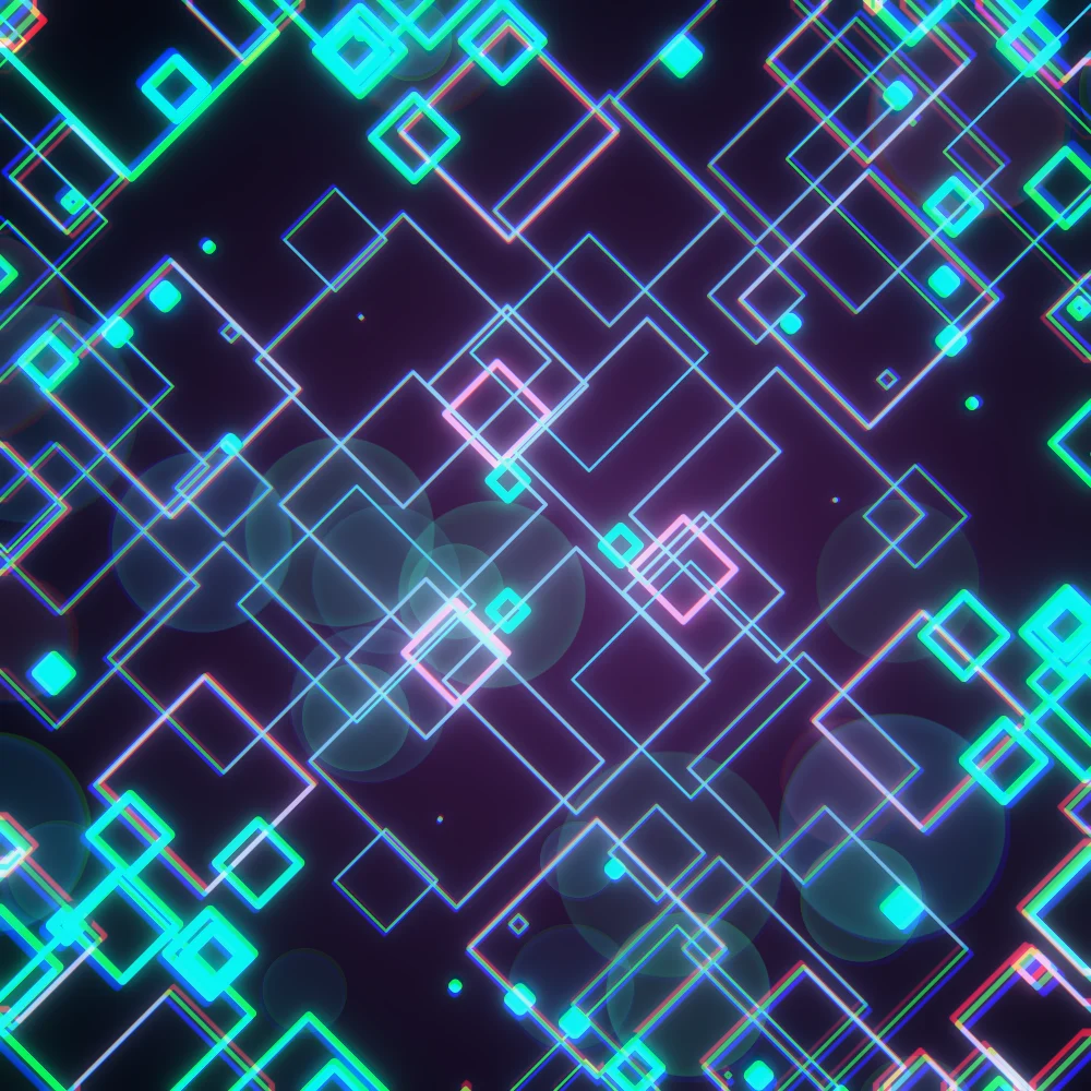 Neon Circuitry – Lissajous · 157 diamonds · 3-fold symmetry · Vaporwave palette · bloom, chromatic aberration, 3D depth, tapered strokes, animated background, noise-sized shapes, depth sorting generated with Espiralito