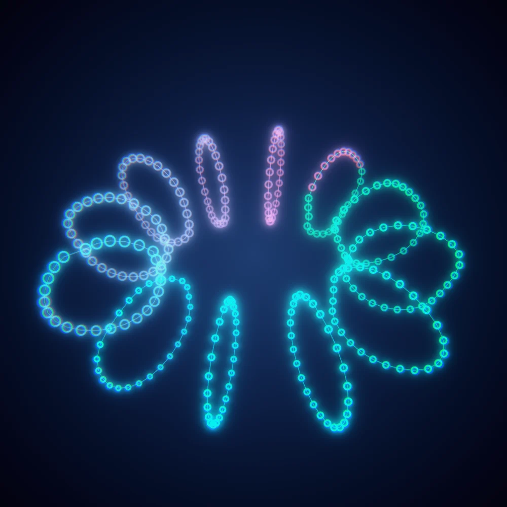 Neon Torus – Mandala · 300 circles · Vaporwave palette · bloom, chromatic aberration, glow generated with Espiralito