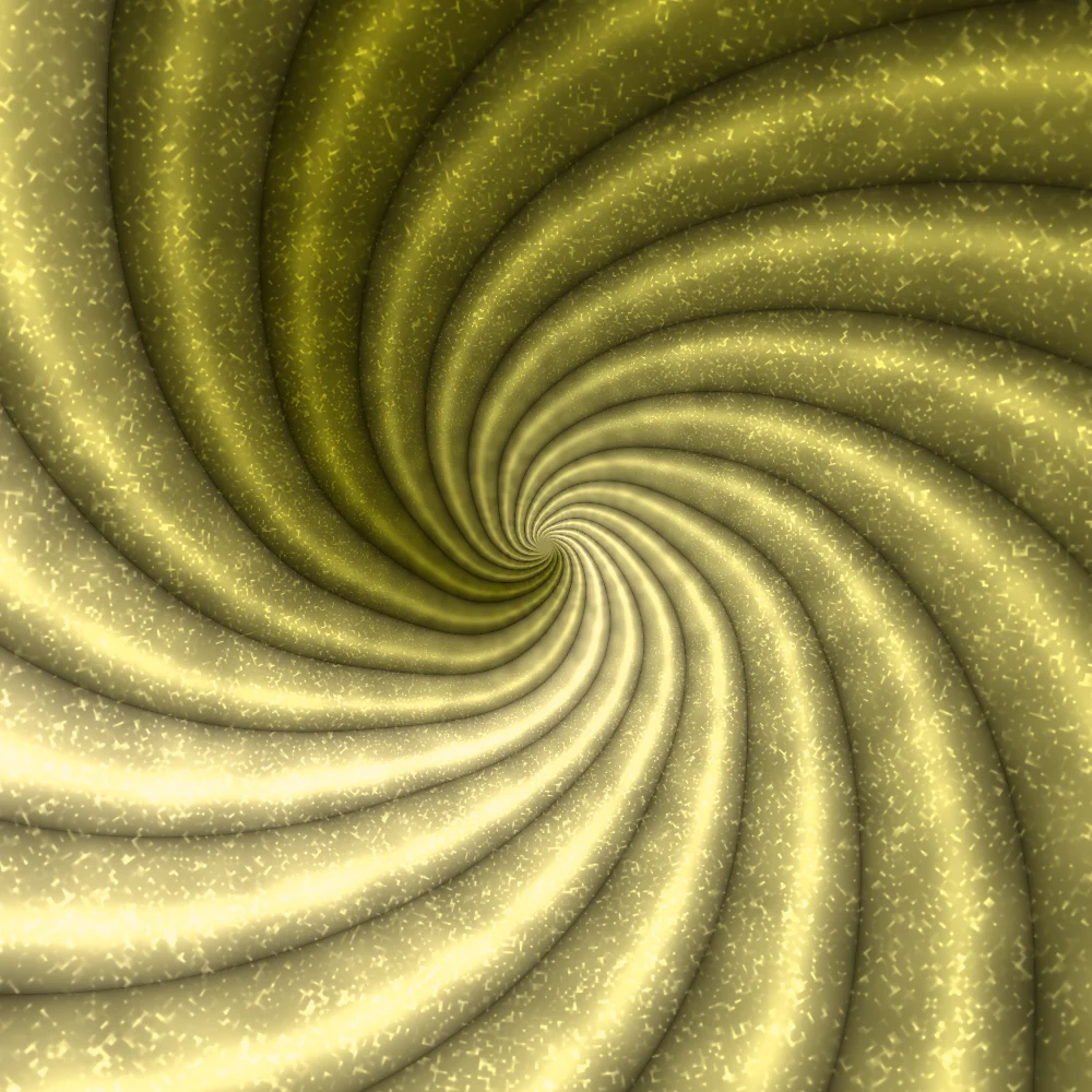 Olive Vortex – Swirls · velvet ribbons twisting into a vortex · 5 arms · Olive palette · bloom, warm grade, reverse rotation generated with Espiralito
