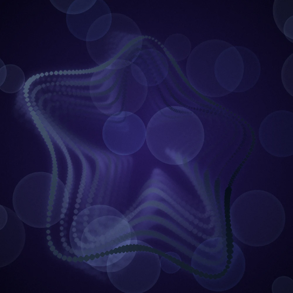 Onyx Bloom – Superformula · 200 wireframe octahedra · 5-fold symmetry · Black palette · bloom, film grain, cool grade, 3D depth, tapered strokes, glow, motion trails, noise-sized shapes, depth sorting generated with Espiralito