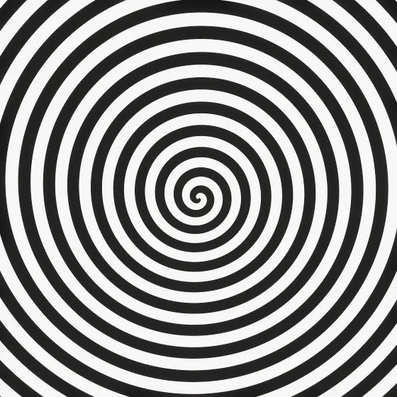 Op Art Hypnosis – Hypnotic · hypnotic spiral bands · Op Art palette · bloom