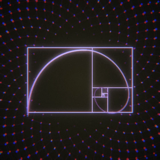 Orchid Phyllotaxis – Fibonacci · 242 circles · Orchid palette · bloom, chromatic aberration, film grain, cool grade, 3D depth, glow, depth sorting
