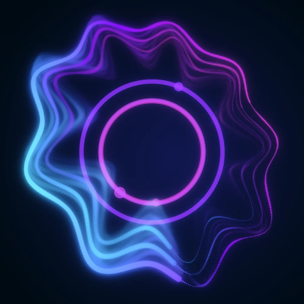Prism Bloom – Superformula · 242 diamonds · 9-fold symmetry · Iridescent palette · bloom, cool grade, 3D depth, reverse rotation, tapered strokes, shape morphing, animated background, fit-to-canvas, glow, motion trails, noise-sized shapes, depth sorting, connecting lines generated with Espiralito