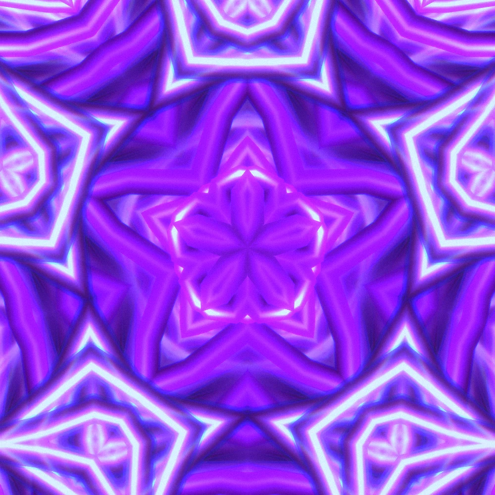 Prism Mirror – Spiral · 170 circles · 14-fold symmetry · Iridescent palette · shaded ribbons, 5-wedge kaleidoscope with 1 fractal fold, bloom, chromatic aberration, film grain, cool grade, 3D depth, ellipse distortion, animated background, glow, motion trails generated with Espiralito