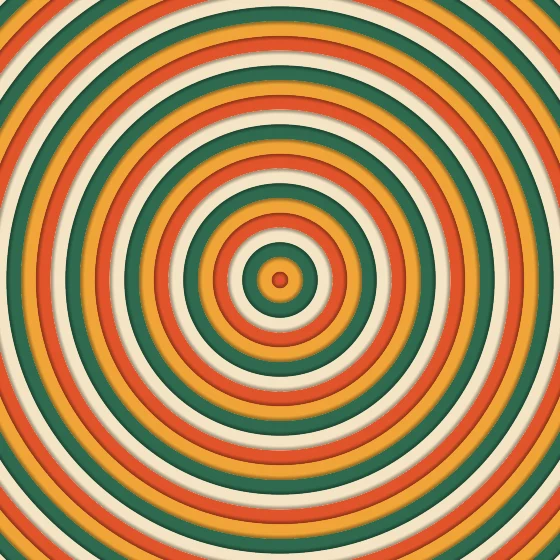 Retro Groove – Hypnotic · groovy wavy rings · 6 arms · Retro palette · , animated background