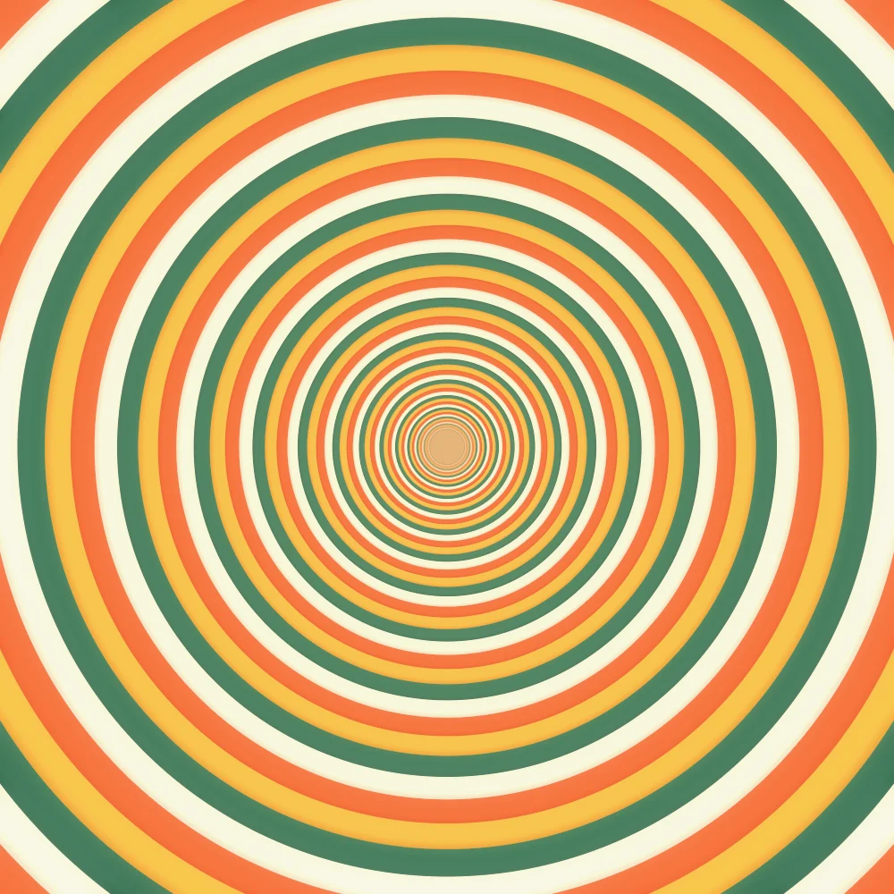 Retro Tunnel II – Hypnotic · the rings of an endless op-art tunnel · 4 arms · Retro palette · bloom generated with Espiralito