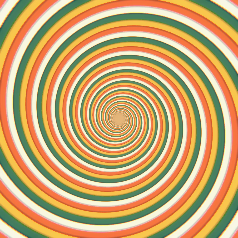 Retro Tunnel – Hypnotic · the rings of an endless op-art tunnel · 8 arms · Retro palette · bloom, chromatic aberration generated with Espiralito
