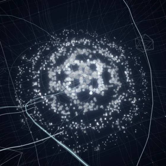 Silver Pyramids – Spiral · 96 wireframe pyramids · 4-fold symmetry · Silver palette · , 3D depth, dual spiral, tapered strokes, animated background, glow, noise-sized shapes, depth sorting, turning solids