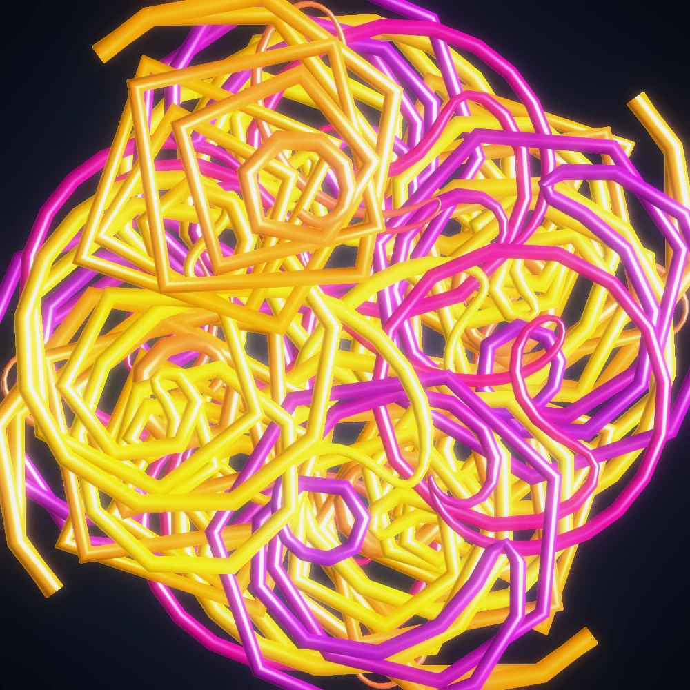 Solar Loom – Spirograph · 300 circles · 4-fold symmetry · Solar Flare palette · shaded ribbons, bloom generated with Espiralito
