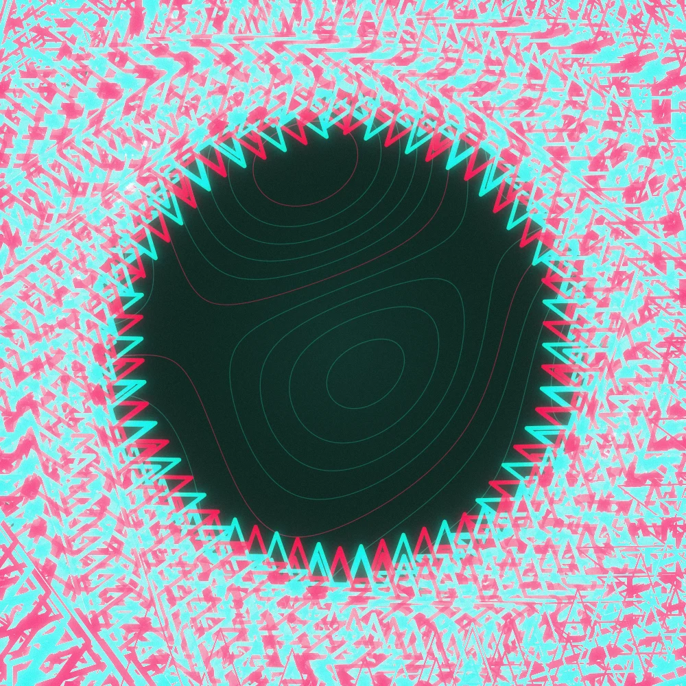 Teal Bloom – Superformula · 204 squares · 10-fold symmetry · Complementary Teal palette · ribbons + dots, bloom, film grain, 3D depth, tapered strokes, shape morphing, connecting lines generated with Espiralito