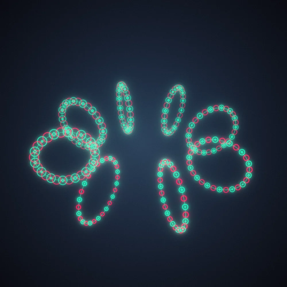 Teal Torus – Mandala · 220 circles · Complementary Teal palette · bloom, film grain, warm grade, glow generated with Espiralito