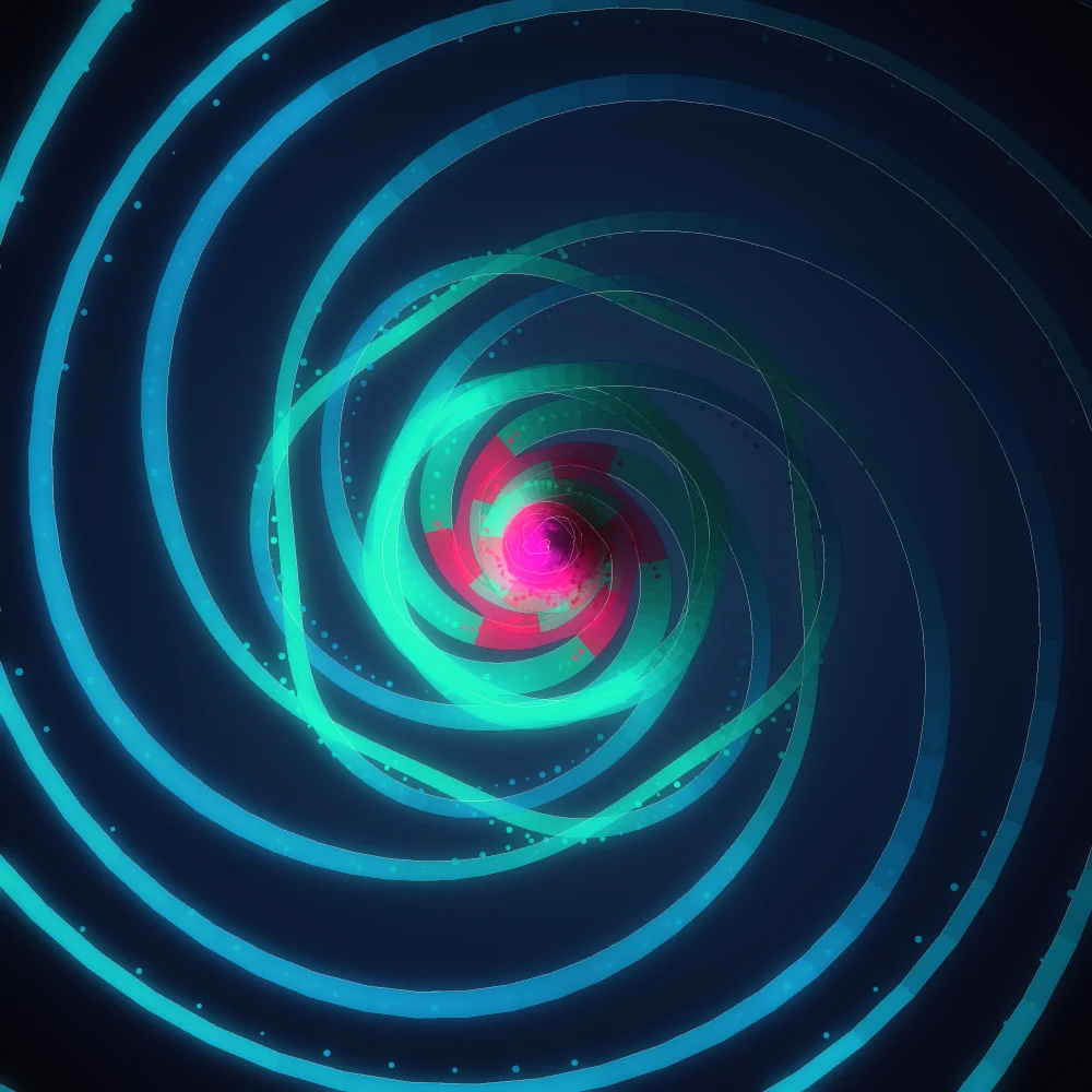 Teal Whorl – Organic · 174 circles · 6-fold symmetry · Complementary Teal palette · bloom, warm grade generated with Espiralito
