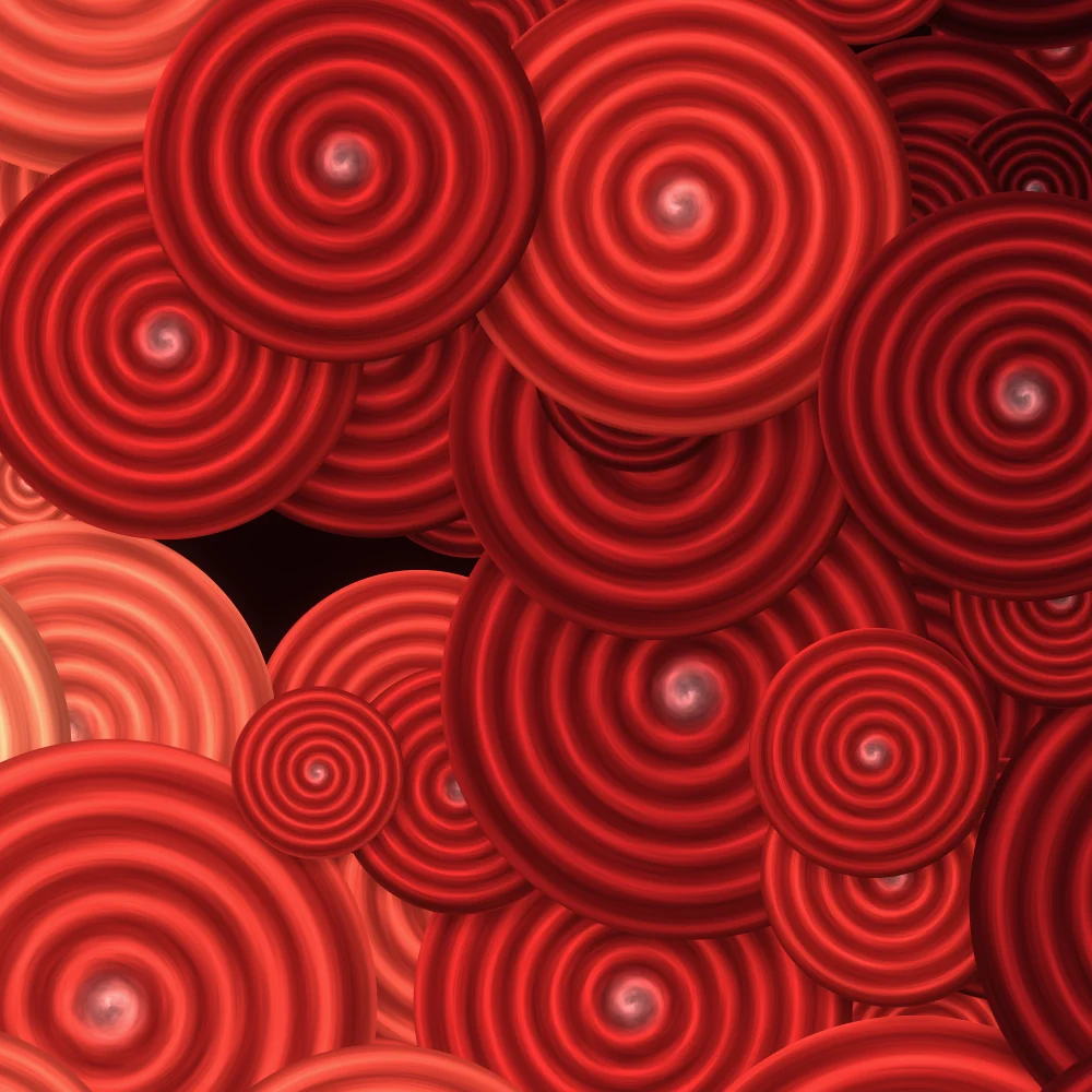 Velvet Swirls – Swirls · packed painted swirls · Velvet palette · bloom generated with Espiralito
