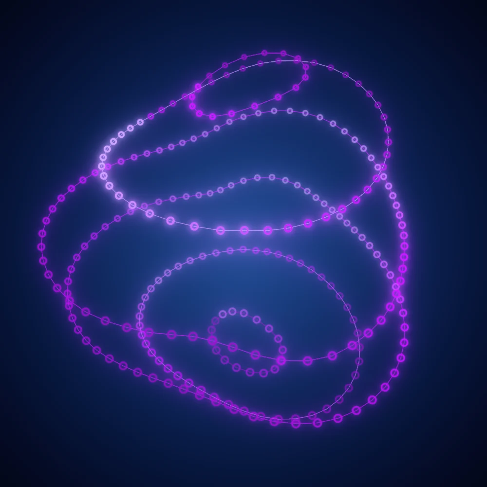 Violet Orbit – Mandala · 300 circles · Mono Magenta palette · bloom, cool grade, glow generated with Espiralito
